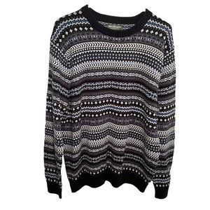 Vintage Norm Thompson Crewneck Sweater Fair Isle Black